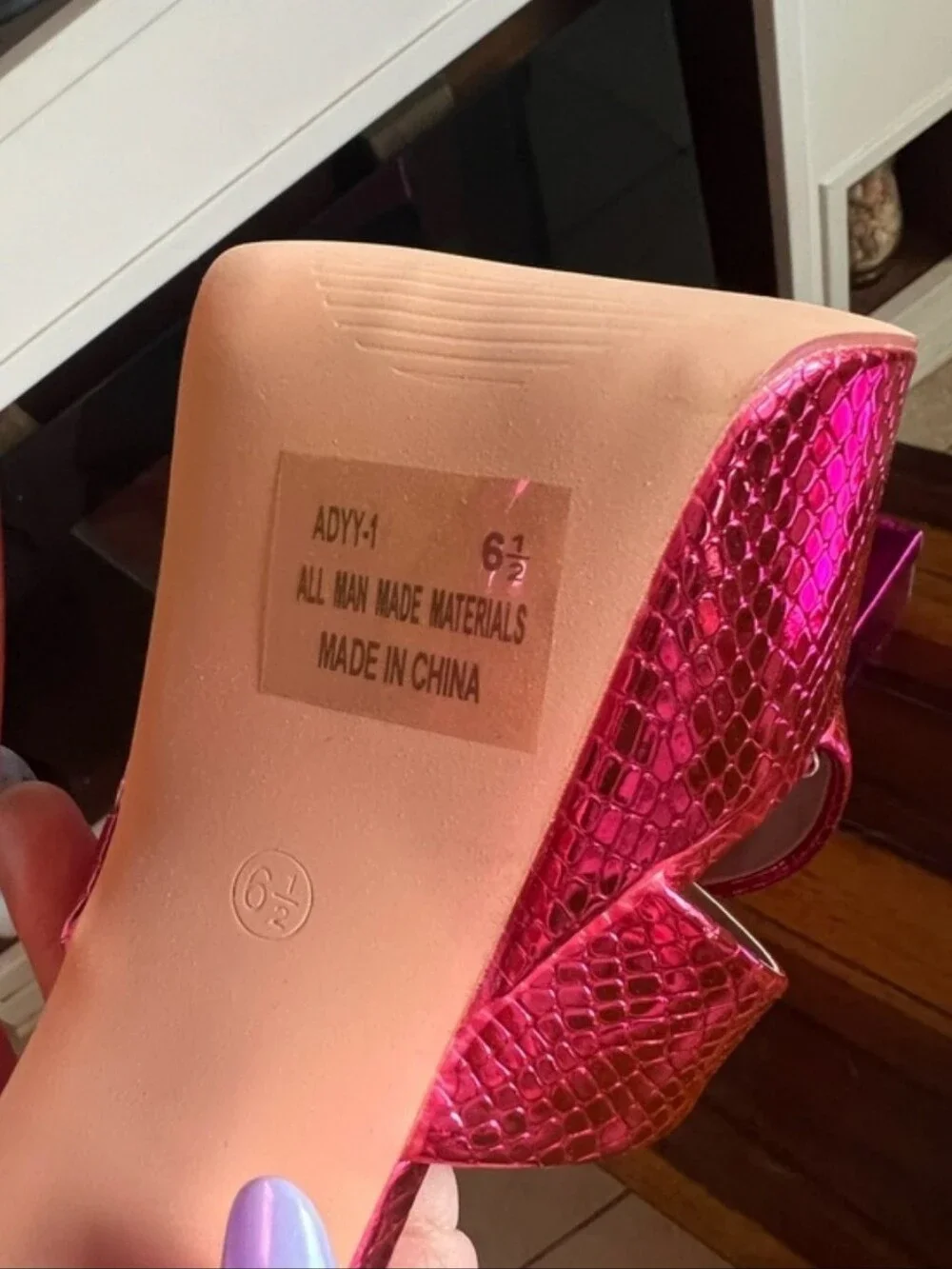 KAYLEEN by Los Angeles Metallic Pink Platform Sandals with Ankle Strap